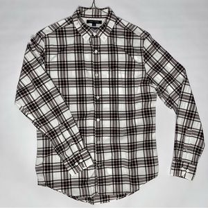 Tommy Hilfiger white and burgundy plaid shirt